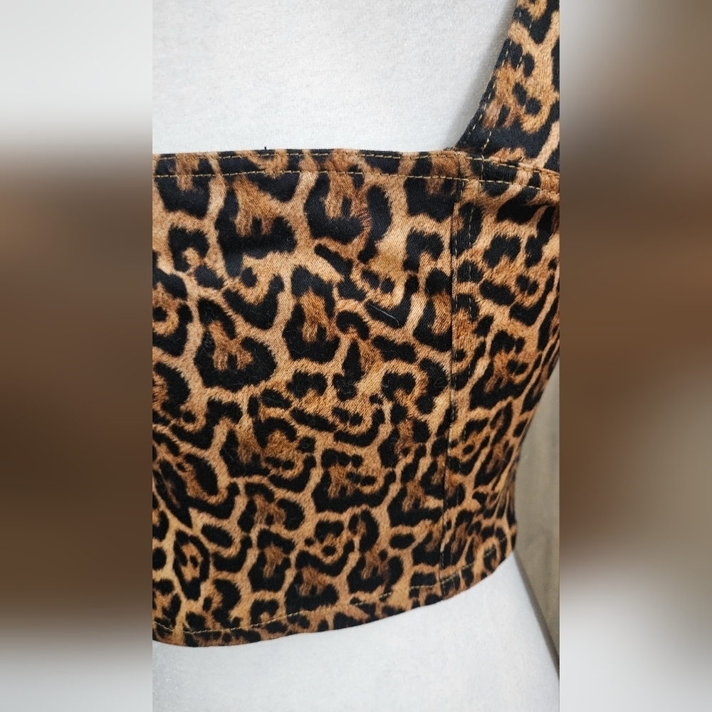 ZARA Leopard Print Long Sleeve Zip Front Puff Sleeve Crop Top.Black/brown.SM NWT - Picture 14 of 14